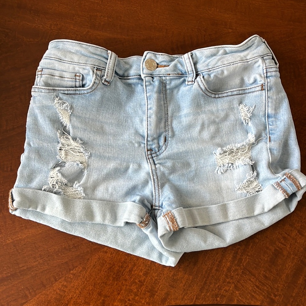 Light Blue Ripped Jean Shorts